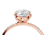 10K Rose Gold 2.01 Carat D VS1 Oval Diamond Solitaire Ring with Round Pavé Band and Prong Setting