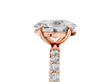 10K Rose Gold 2.01 Carat D VS1 Oval Diamond Solitaire Ring with Round Pavé Band and Prong Setting