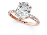 10K Rose Gold 2.01 Carat D VS1 Oval Diamond Solitaire Ring with Round Pavé Band and Prong Setting