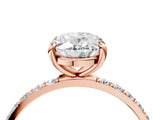 10K Rose Gold 2.01 Carat D VS1 Oval Diamond Solitaire Ring with Round Pavé Band and Prong Setting