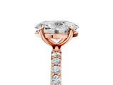 10K Rose Gold 2.01 Carat D VS1 Oval Diamond Solitaire Ring with Round Pavé Band and Prong Setting