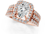 Rose gold 1 Carat Pear Cut Halo  Ring with Split Shank and Four-Prong Setting_1