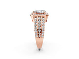 Rose gold 1 Carat Pear Cut Halo  Ring with Split Shank and Four-Prong Setting_2