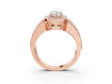 Rose gold 1 Carat Pear Cut Halo  Ring with Split Shank and Four-Prong Setting_3