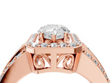 Rose gold 1 Carat Pear Cut Halo  Ring with Split Shank and Four-Prong Setting_4