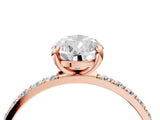 Rose gold 1 Carat Pear Cut  Solitaire Ring with Pave Band and Four Prong Setting_4