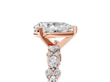 Rose gold 1 Carat Pear Cut  Solitaire with Side Stones, Pave Band, Four-Prong Setting_17