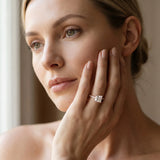 Rose gold 1 Carat Princess Cut Diamond Solitaire Ring with Round  Pavé Band and Four-Prong Setting