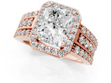 Rose gold 1 Carat Radiant Cut Halo  Ring with Split Shank and Four-Prong Setting_1