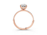 Rose gold 1 Carat Radiant Cut  Solitaire Ring with Pave Band and Four Prong Setting_15