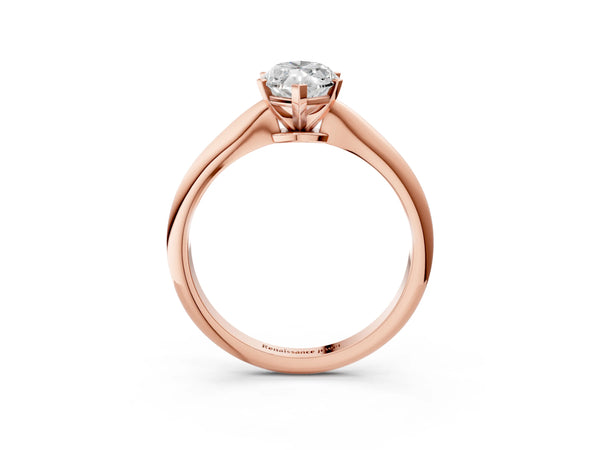 1.5 Carat Marquise Cut Rose gold Diamond Solitaire Engagement Ring with Classic Band and Four-Prong Setting