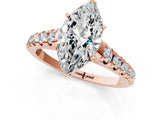 Rose gold 1.5 Carat Marquise Cut  Solitaire Ring with Cathedral Setting and Pavé Band_1