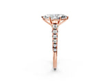 Rose gold 1.5 Carat Marquise Cut  Solitaire Ring with Cathedral Setting and Pavé Band_2