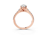 Rose gold 1.5 Carat Marquise Cut  Solitaire Ring with Cathedral Setting and Pavé Band_3