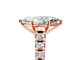Rose gold 1.5 Carat Marquise Cut  Solitaire Ring with Cathedral Setting and Pavé Band_5