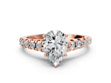 Rose gold 1.5 Carat Pear Cut  Solitaire Ring with Cathedral Setting and Pavé Band