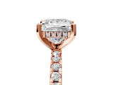 Rose gold 1.5 Carat Princess Cut Diamond Solitaire Ring with Round  Pavé Band and Four-Prong Setting_35