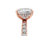 Rose gold 1.5 Carat Princess Cut  Pave Band Solitaire Ring with Four-Prong Setting_17
