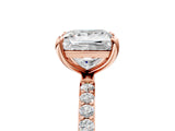 Rose gold 1.5 Carat Princess Cut  Solitaire Ring with Pave Band and Four Prong Setting_17