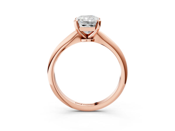 1.5 Carat Radiant Cut Rose gold Diamond Solitaire Engagement Ring with Classic Band and Four-Prong Setting
