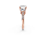 Rose gold 1.5 Carat Three-Stone Asscher Cut Diamond Ring with Round  Pavé Band and Prong Setting_26
