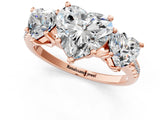 Rose gold 1.5 Carat Three-Stone Heart Cut  Ring with Pavé Band and Prong Setting_1