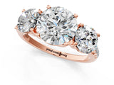 Rose gold 1.5 Carat Three-Stone Round Cut  Ring with Pavé Band and Prong Setting_1