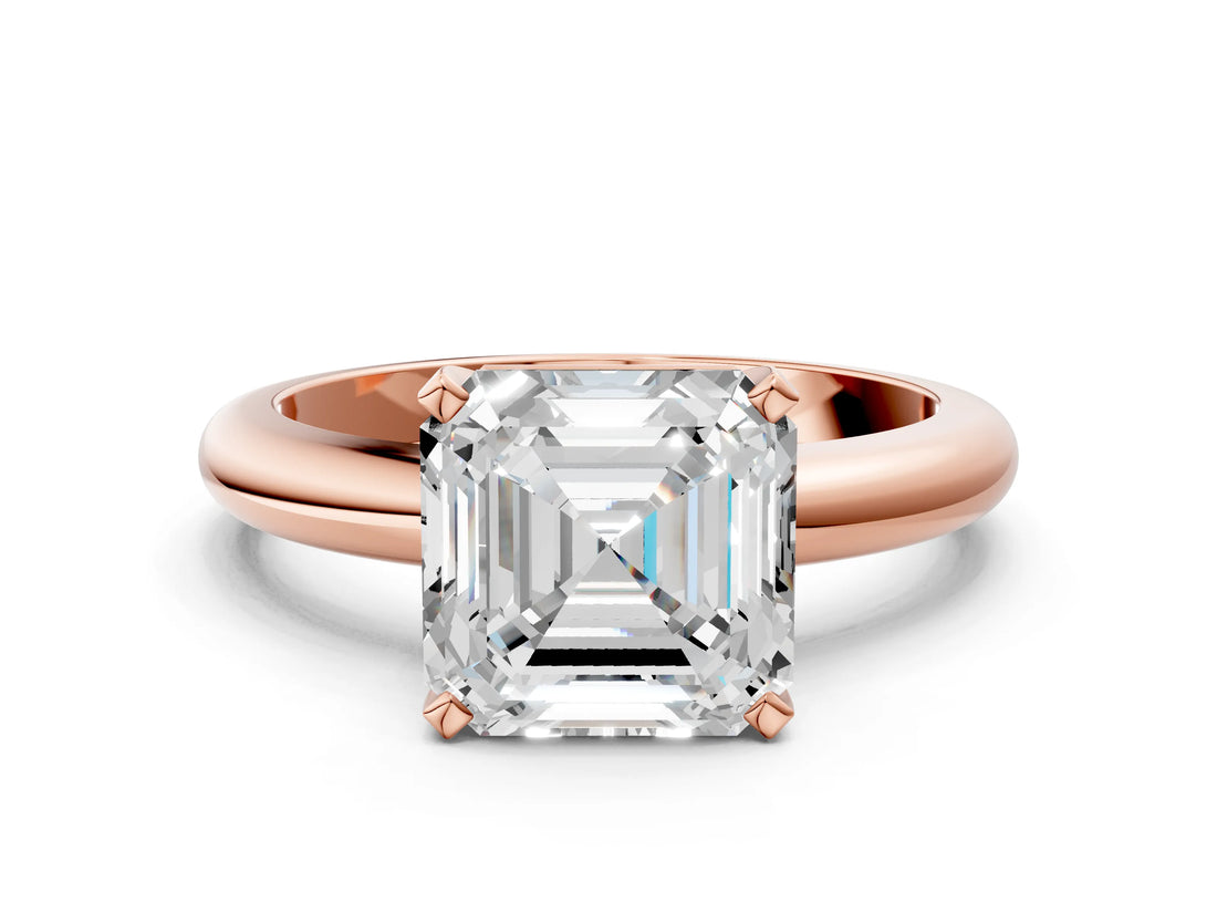 Rose gold 10 Carat Asscher Cut  Solitaire Engagement Ring with Round Band and Four-Prong Setting_144