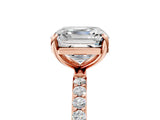 Rose gold 10 Carat Asscher Cut  Solitaire Ring with Pave Band and Four Prong Setting_5