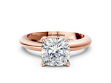 Rose gold 10 Carat Cushion Cut  Solitaire Engagement Ring with Round Band and Four-Prong Setting_144
