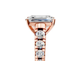 Rose gold 10 Carat Emerald Cut  Solitaire Ring with Cathedral Setting and Pavé Band_5