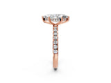 Rose gold 10 Carat Marquise Cut  Pave Band Solitaire Ring with Four-Prong Setting_2