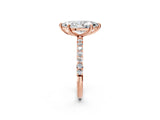 Rose gold 10 Carat Marquise Cut  Solitaire Ring with Pave Band and Four Prong Setting_2
