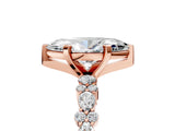 Rose gold 10 Carat Marquise Cut  Solitaire with Side Stones, Pave Band, Four-Prong Setting_77