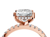 Rose gold 10 Carat Princess Cut Diamond Solitaire Ring with Round  Pavé Band and Four-Prong Setting_16