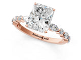 Rose gold 10 Carat Radiant Cut  Solitaire with Side Stones on a Pavé Band and Four-Prong Setting_1