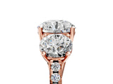 Rose gold 10 Carat Three-Stone Round Cut  Ring with Pavé Band and Prong Setting_5
