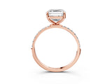 Rose gold 2 Carat Asscher Cut  Solitaire Ring with Pave Band and Four Prong Setting_15
