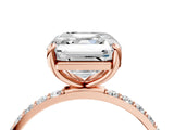 Rose gold 2 Carat Asscher Cut  Solitaire Ring with Pave Band and Four Prong Setting_16