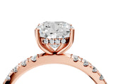 Rose gold 2 Carat Cushion Cut  Pave Band Solitaire Ring with Four-Prong Setting_4
