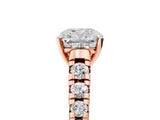 Rose gold 2 Carat Cushion Cut  Solitaire Ring with Cathedral Setting and Pavé Band_5