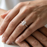 Rose gold 2 Carat Emerald Cut Diamond Solitaire Ring with Round  Pavé Band and Four-Prong Setting