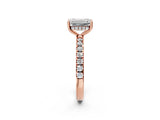 Rose gold 2 Carat Emerald Cut  Pave Band Solitaire Ring with Four-Prong Setting_14