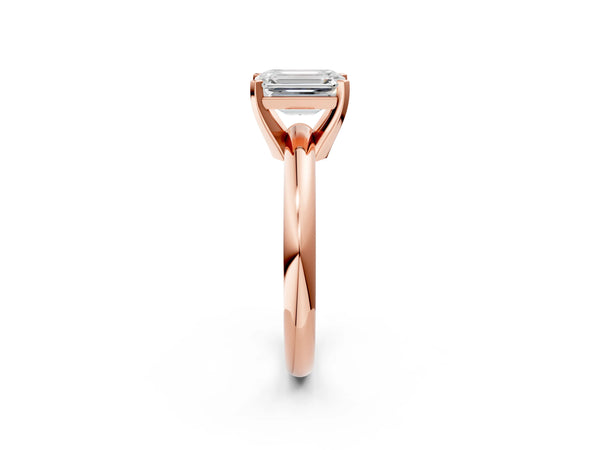 2 Carat Emerald Cut Rose gold Diamond Solitaire Engagement Ring with Round Band and Four-Prong Setting