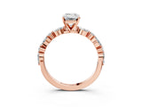 Rose gold 2 Carat Emerald Cut  Solitaire with Side Stones on a Pavé Band and Four-Prong Setting_27