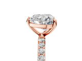 Rose gold 2 Carat Heart Cut  Solitaire Ring with Pave Band and Four Prong Setting_17