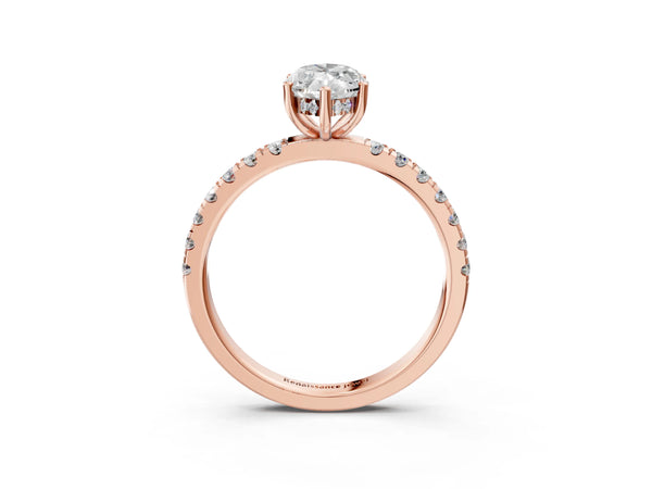 2 Carat Marquise Cut Rose gold Diamond Pave Band Solitaire Ring with Round  and Prong Setting