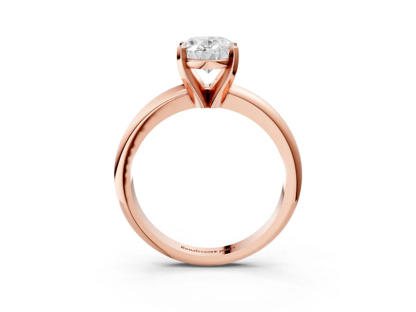 2 Carat Oval Cut Rose gold Diamond Solitaire Engagement Ring with Round Band and Four-Prong Setting