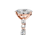 Rose gold 2 Carat Oval Cut  Solitaire with Side Stones on a Pavé Band and Four-Prong Setting_29