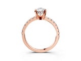 Rose gold 2 Carat Pear Cut Diamond Solitaire Ring with Round  Pavé Band and Four-Prong Setting_21